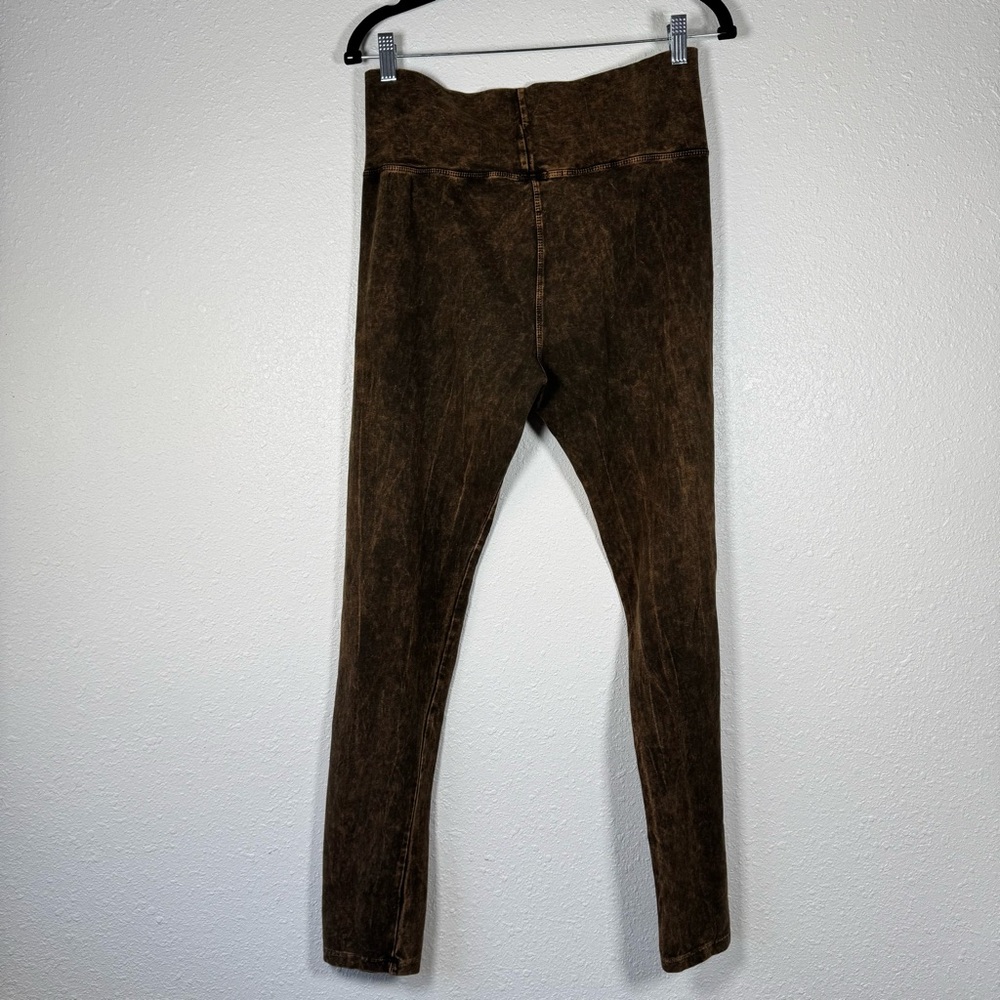 Women’s T Party mineral wash brown foldover waistband full legging pre shrunk XL - Picture 2 of 5
